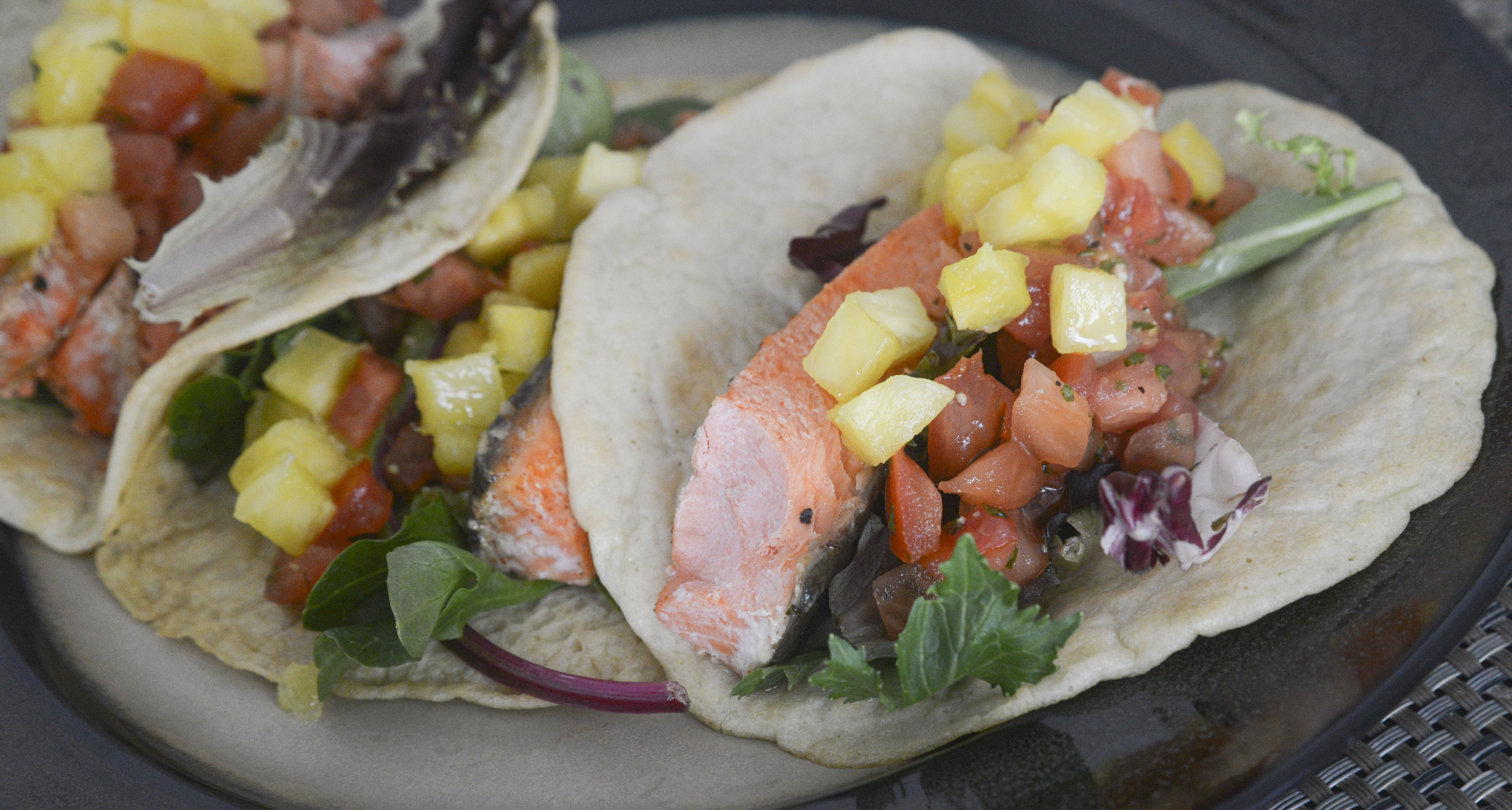 Spicy Honey Salmon Tacos